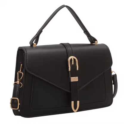 Tas Dames - Gestructureerde Flap Bag met Gouden Gesp en Draaggreep | Chique