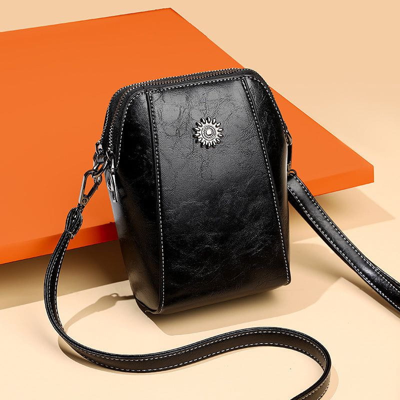 Tas Dames - Compacte Verticale Crossbody met Dubbele Rits en Zondetail | Casual