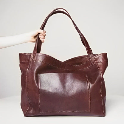 Tas Dames - Grote Shopper met Voorvak en Dubbele Schouderhengsels | Casual