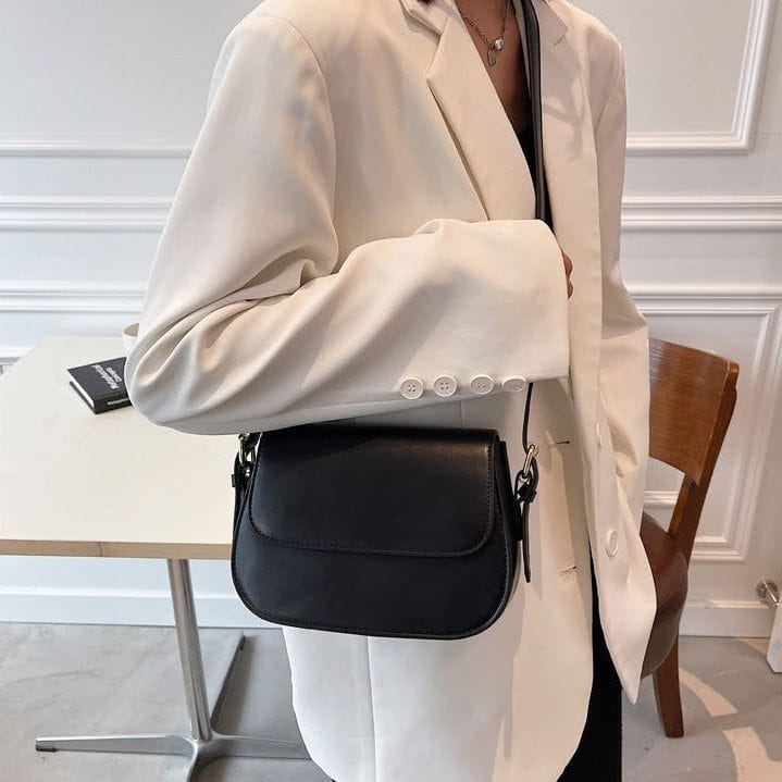 Tas Dames - Compacte Saddle Bag met Klepje en Schouderband | Klassiek