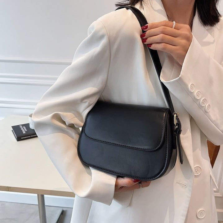 Tas Dames - Compacte Saddle Bag met Klepje en Schouderband | Klassiek