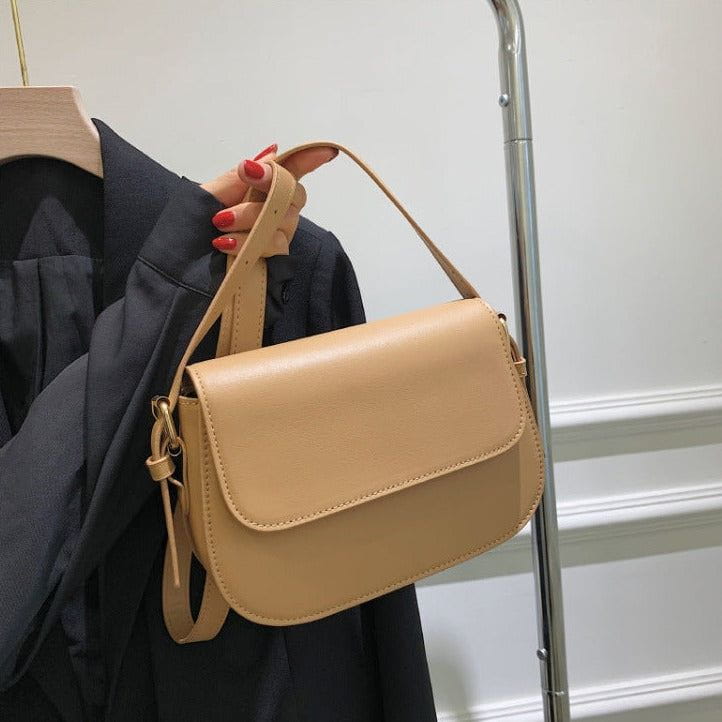 Tas Dames - Compacte Saddle Bag met Klepje en Schouderband | Klassiek