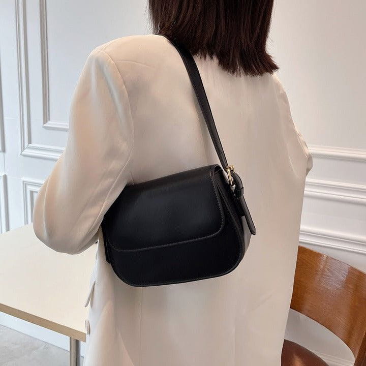 Tas Dames - Compacte Saddle Bag met Klepje en Schouderband | Klassiek