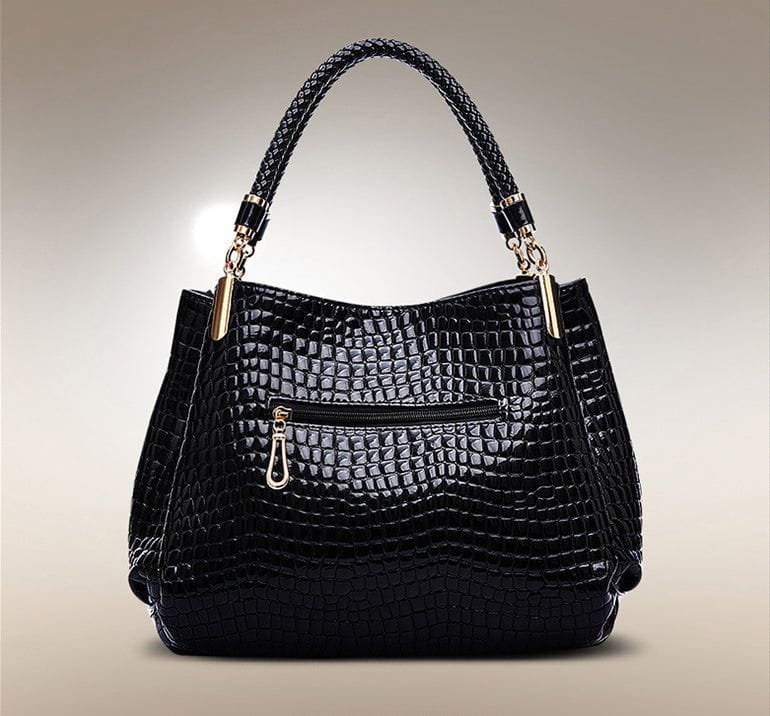Tas Dames - Glanzende Handtas met Reliefstructuur en Gevlochten Handvat | Chic