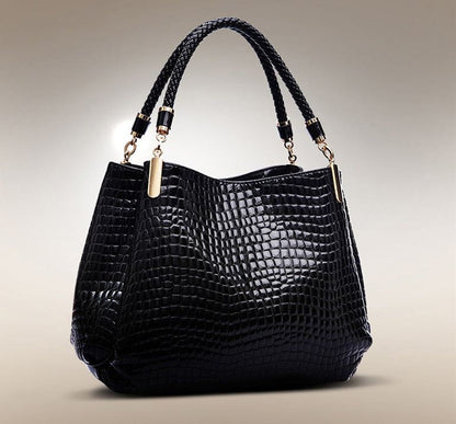 Tas Dames - Glanzende Handtas met Reliefstructuur en Gevlochten Handvat | Chic