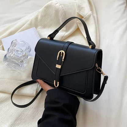 Tas Dames - Klep Handtas met Gouden Gespdetail en Schouderriem | Chic