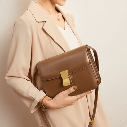 Tas Dames - Compacte Crossbody met Klepje en Goudkleurig Slot | Chique