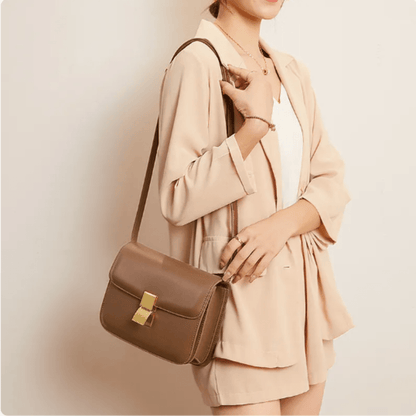 Tas Dames - Compacte Crossbody met Klepje en Goudkleurig Slot | Chique