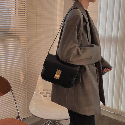 Tas Dames - Compacte Crossbody met Klepje en Goudkleurig Slot | Chique