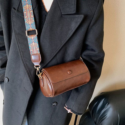 Tas Dames - Cilindervormige Crossbody met Brede Bedrukte Riem | Casual