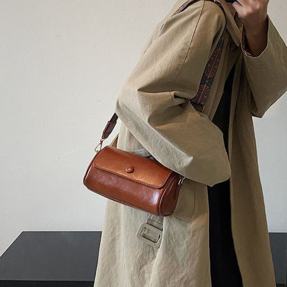 Tas Dames - Cilindervormige Crossbody met Brede Bedrukte Riem | Casual