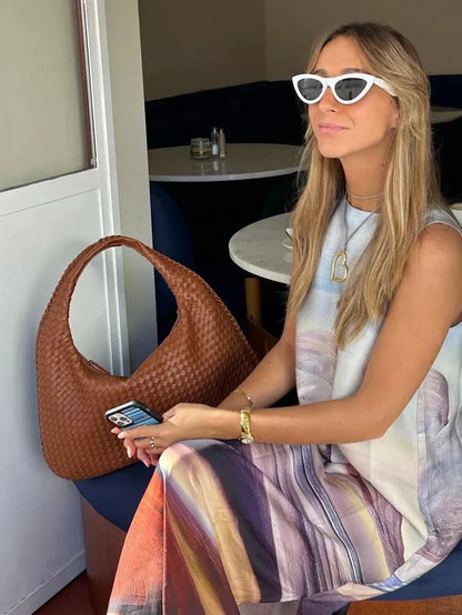 Tas Dames - Grote Gevlochten Hobo met Gevlochten Handvat en Rits | Chic