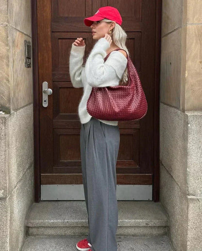 Tas Dames - Grote Gevlochten Hobo met Gevlochten Handvat en Rits | Chic