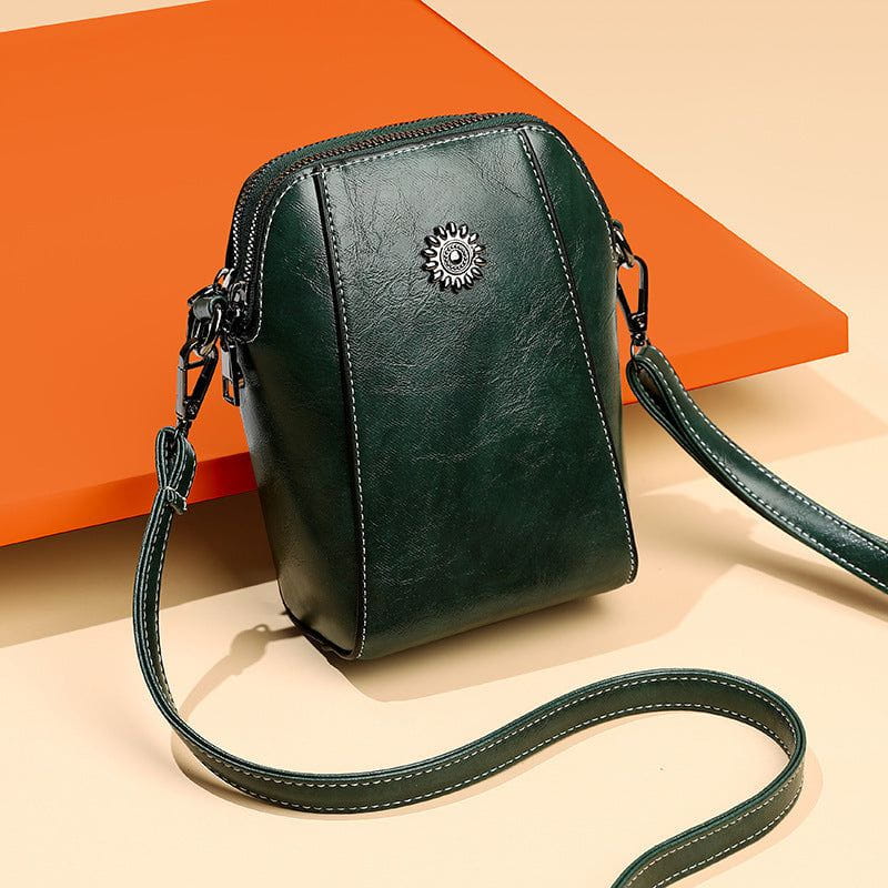 Tas Dames - Compacte Verticale Crossbody met Dubbele Rits en Zondetail | Casual