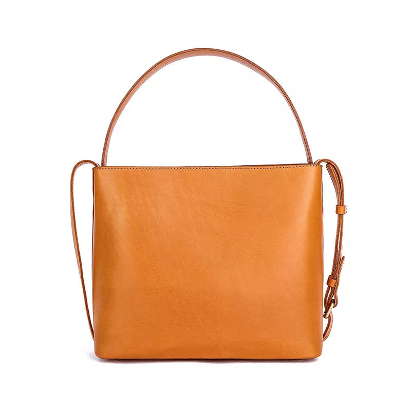 Tas Dames - Minimalistische Bucket Tas met Lange Band en Gouden Detail | Chic