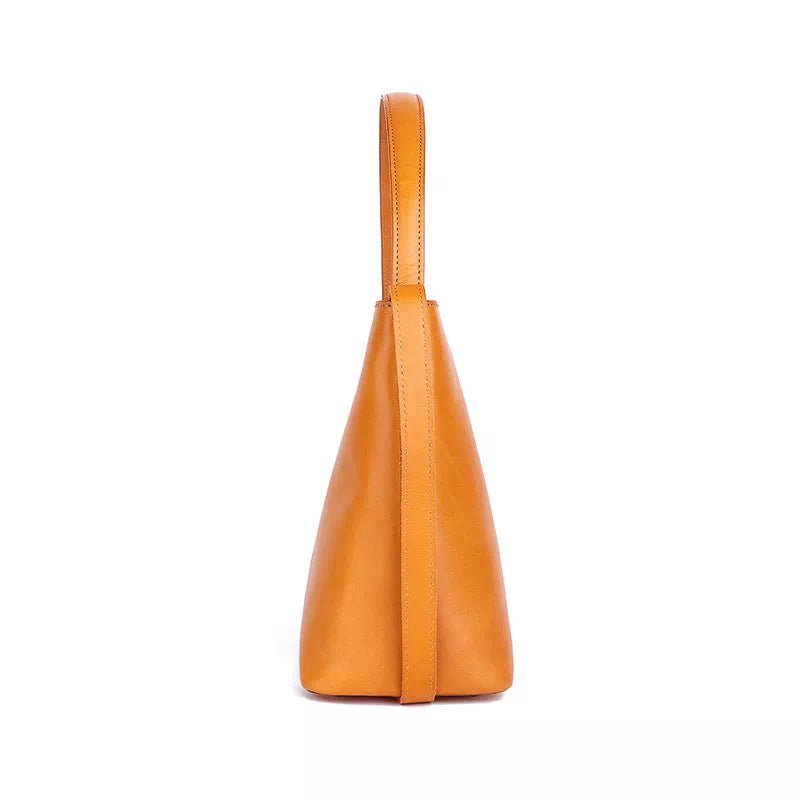 Tas Dames - Minimalistische Bucket Tas met Lange Band en Gouden Detail | Chic