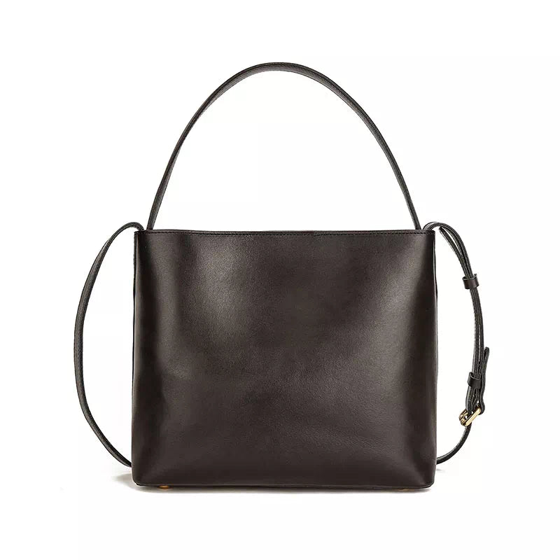 Tas Dames - Minimalistische Bucket Tas met Lange Band en Gouden Detail | Chic