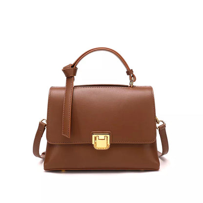 Tas Dames - Flap Handtas met Gouden Rechthoek Slot | Stijlvol