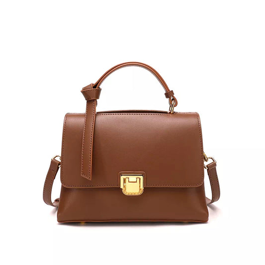 Tas Dames - Flap Handtas met Gouden Rechthoek Slot | Stijlvol