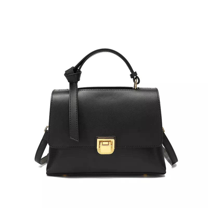 Tas Dames - Flap Handtas met Gouden Rechthoek Slot | Stijlvol