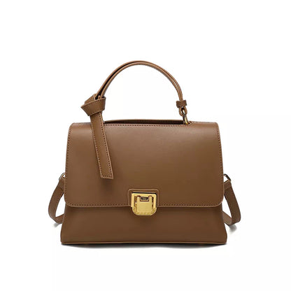Tas Dames - Flap Handtas met Gouden Rechthoek Slot | Stijlvol