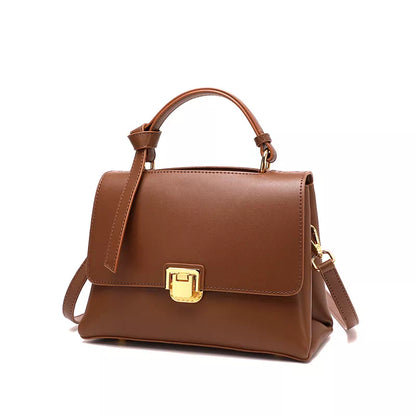 Tas Dames - Flap Handtas met Gouden Rechthoek Slot | Stijlvol