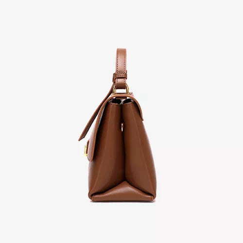 Tas Dames - Flap Handtas met Gouden Rechthoek Slot | Stijlvol