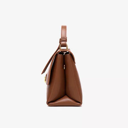 Tas Dames - Flap Handtas met Gouden Rechthoek Slot | Stijlvol