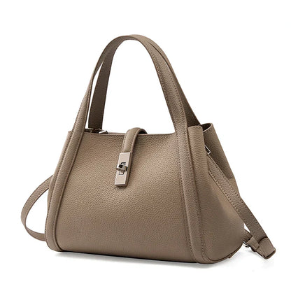 Tas Dames - Strakke Handtas met Zilveren Draaislot en Dubbele Handgrepen | Chic