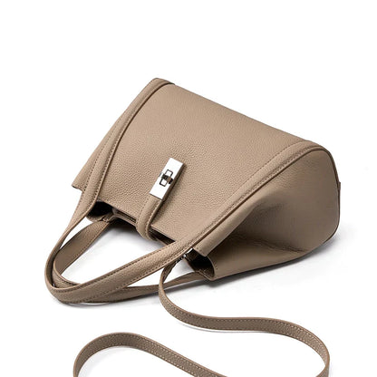 Tas Dames - Strakke Handtas met Zilveren Draaislot en Dubbele Handgrepen | Chic