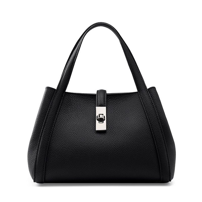 Tas Dames - Strakke Handtas met Zilveren Draaislot en Dubbele Handgrepen | Chic