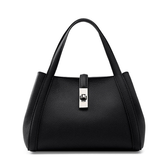 Tas Dames - Strakke Handtas met Zilveren Draaislot en Dubbele Handgrepen | Chic
