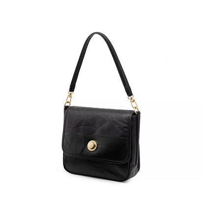 Tas Dames - Gestructureerde Flap Schoudertas met Gouden Draaislot | Chic