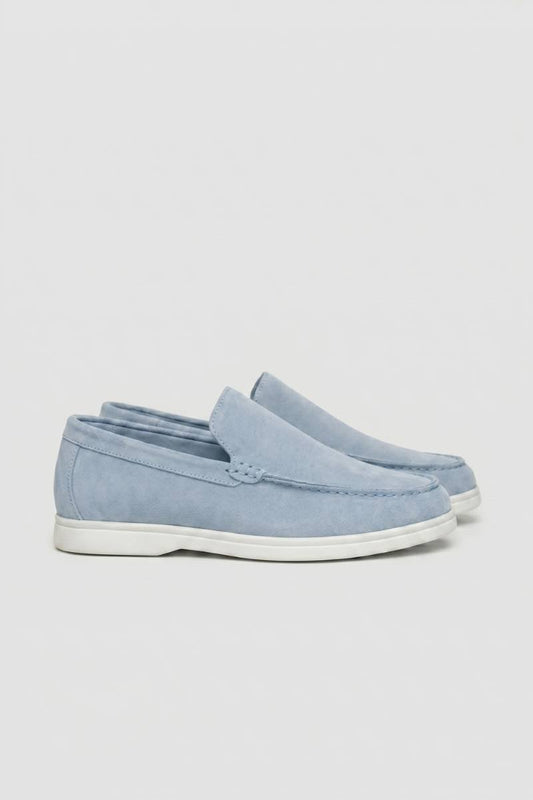 Loafers Heren - Casual | Instappers met Witte Zool — Lichtblauw