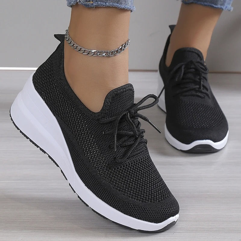 Sneakers Dames - Lichte Instap Sneaker met Veters | Zomer
