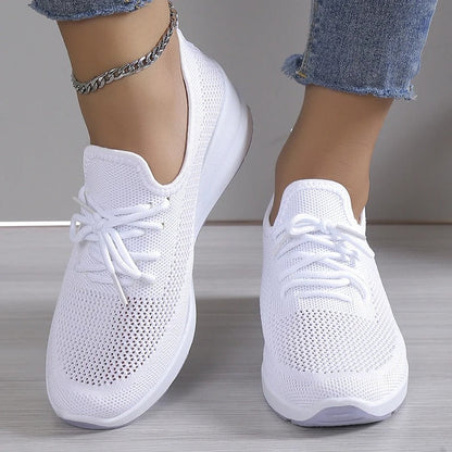 Sneakers Dames - Lichte Instap Sneaker met Veters | Zomer
