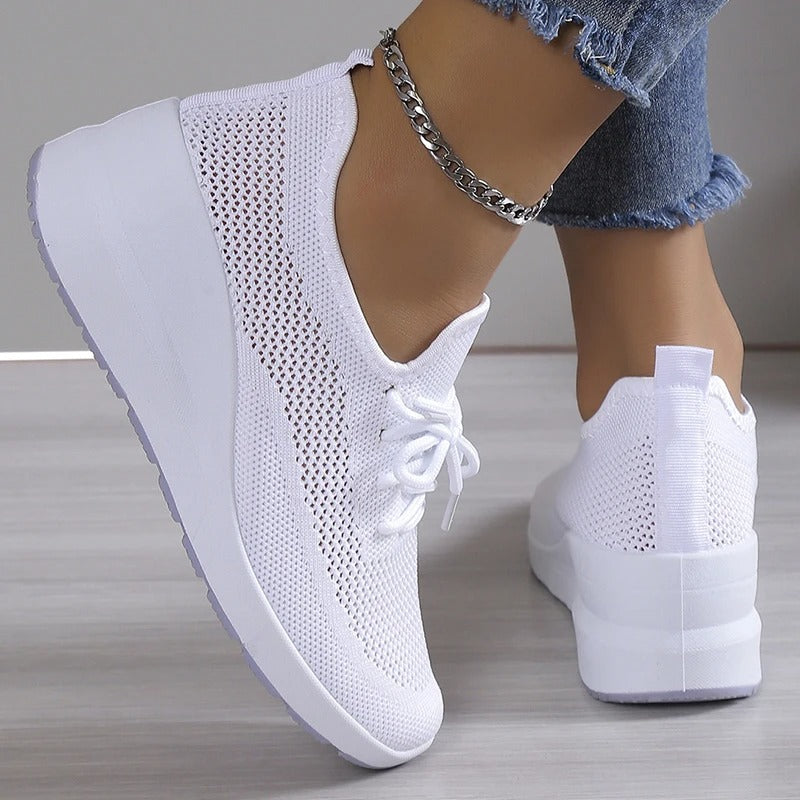 Sneakers Dames - Lichte Instap Sneaker met Veters | Zomer