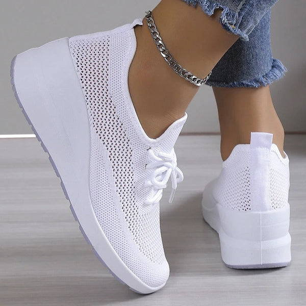 Sneakers Dames - Lichte Instap Sneaker met Veters | Zomer
