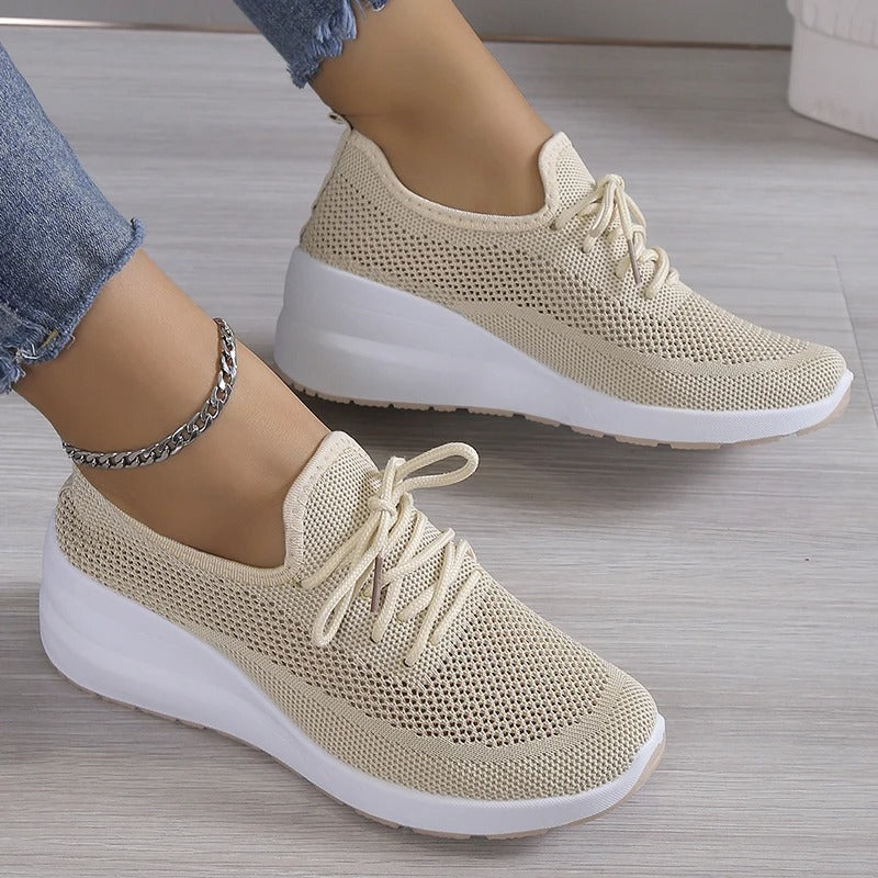 Sneakers Dames - Lichte Instap Sneaker met Veters | Zomer
