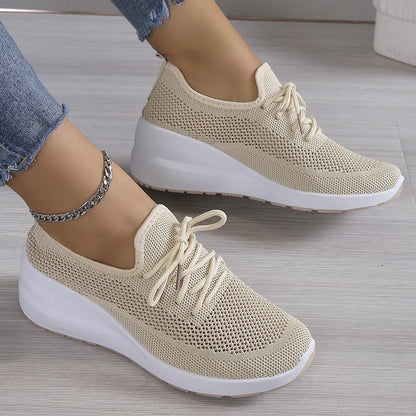Sneakers Dames - Lichte Instap Sneaker met Veters | Zomer