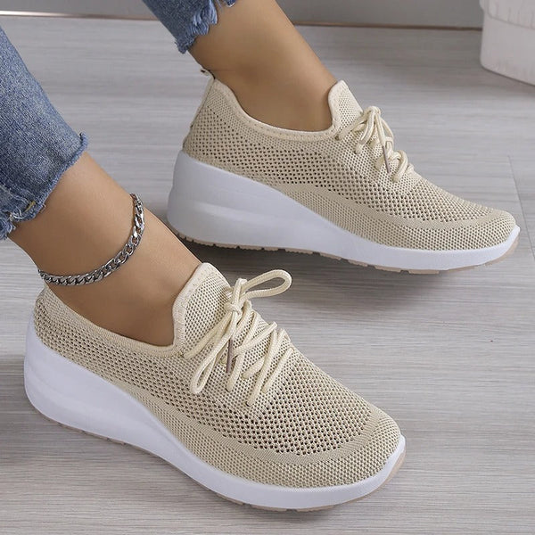 Sneakers Dames - Lichte Instap Sneaker met Veters | Zomer