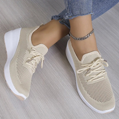 Sneakers Dames - Lichte Instap Sneaker met Veters | Zomer