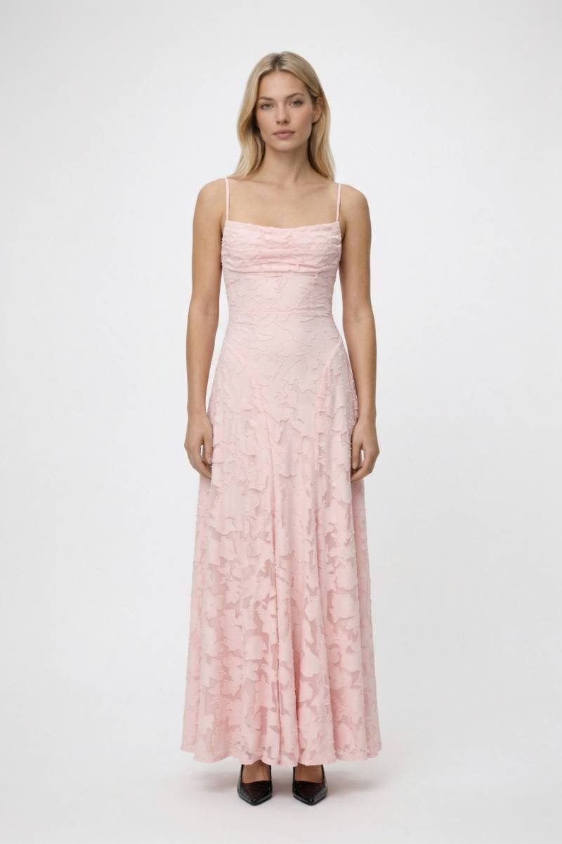 Maxi Jurk Dames - Elegant | Bandjes & Geplooide Taille — Lichtroze