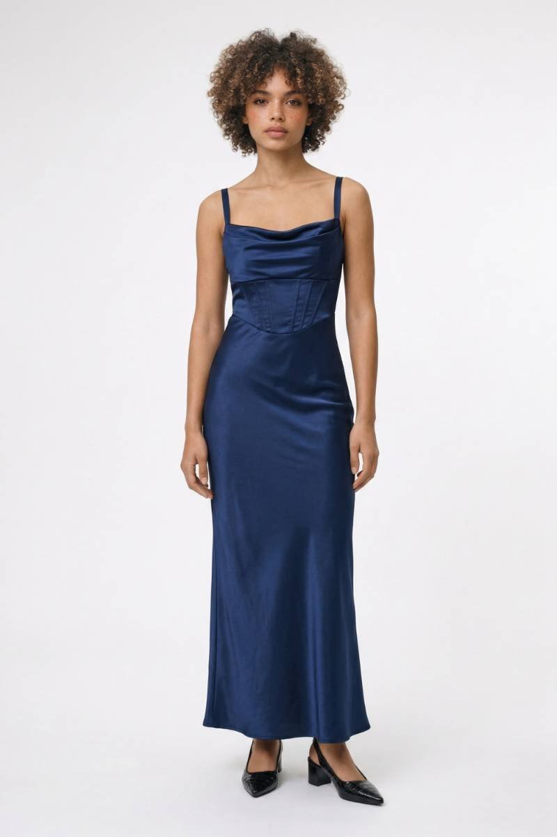 Maxi Jurk Dames - Getailleerd | Bandjes & Gedrapeerd - Navy