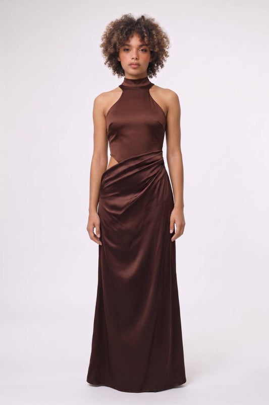 Maxi Jurk Dames - Halter | Gedrapeerde Asymmetrische Stijl