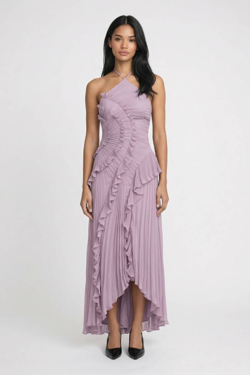 Maxi Jurk Dames - Halterneck | Asymmetrische Zoom - Lavendel