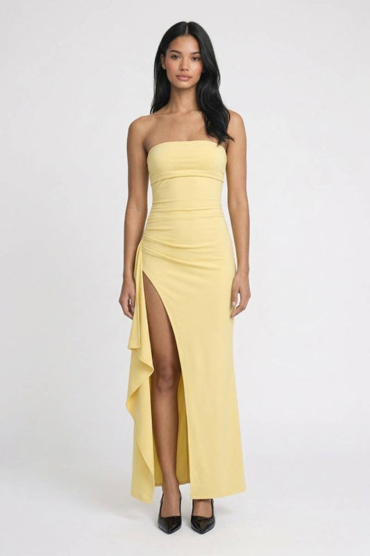 Maxi Jurk Dames - Strapless | Split Detail