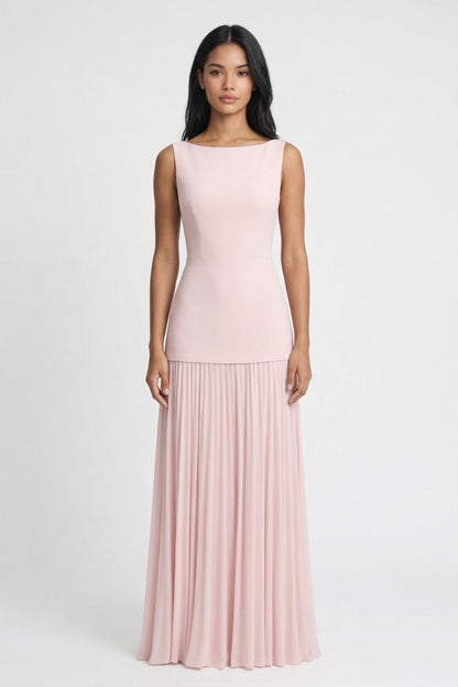 Maxi Jurk Dames - Bootnek met Geplisseerde Rok | Elegant Chique