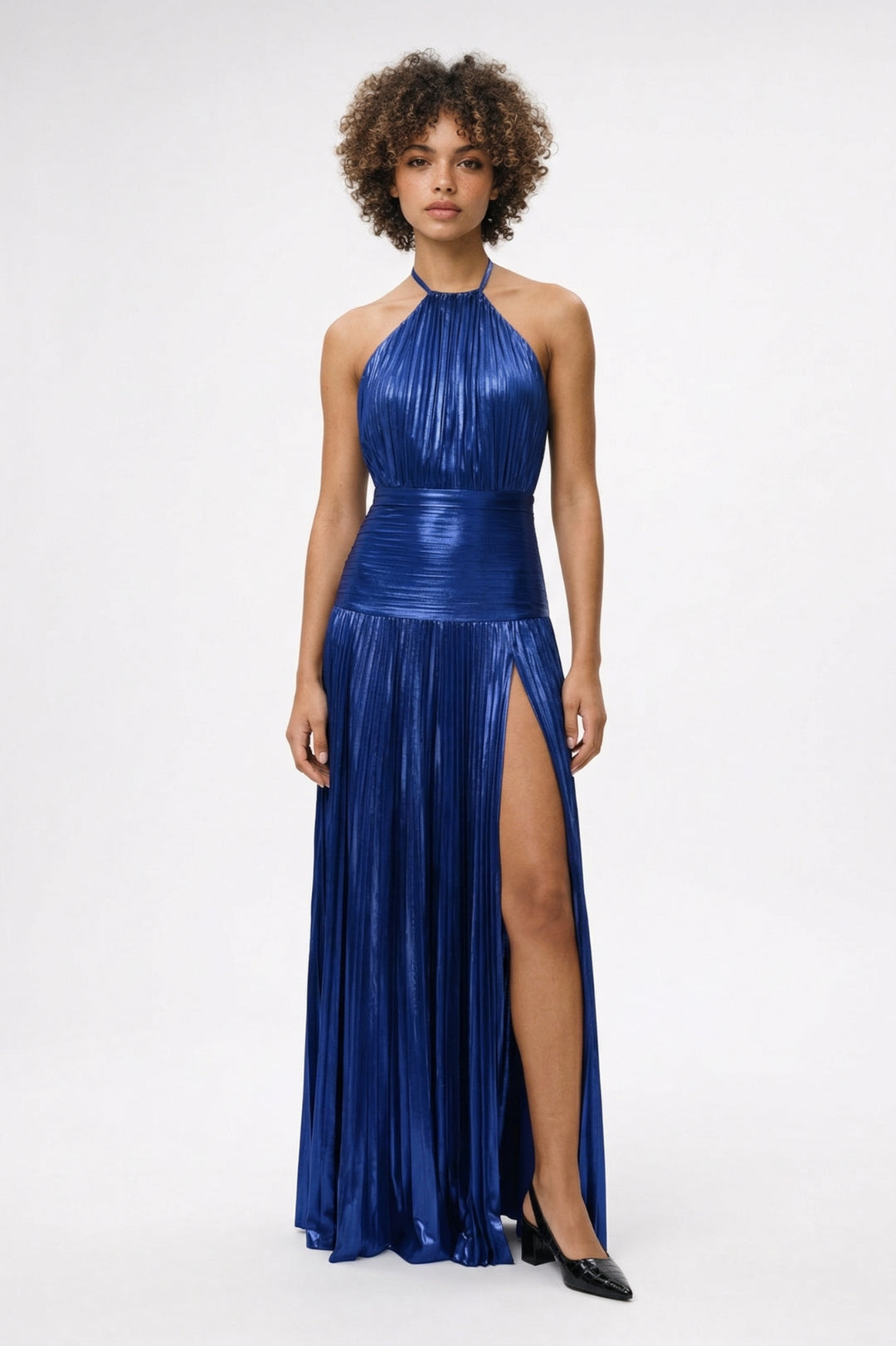 Maxi Jurk Dames - Halter Hals met Split en Geplisseerde Rok | Gala