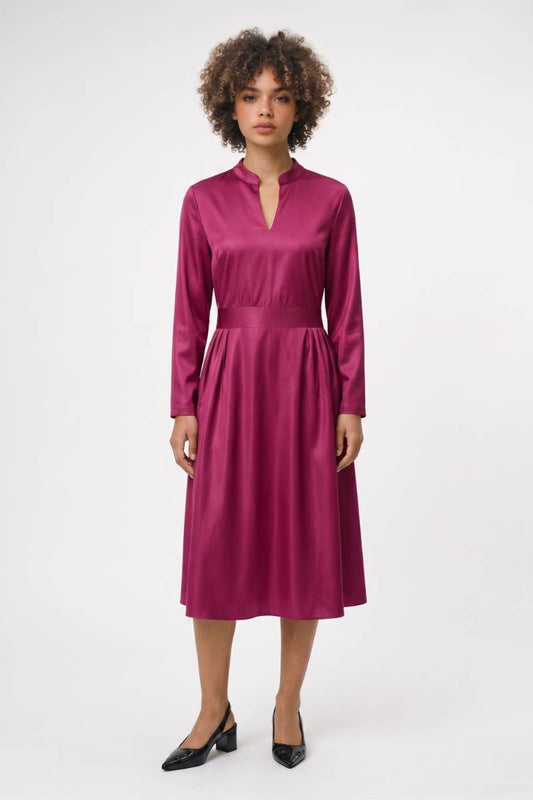 Midi Jurk Dames - Elegante Stijl | Opstaande Kraag